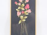 tableau représentant un bouquet de roses roses sur fond noir