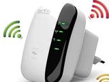 a close up of a white and black wifi router on a white background