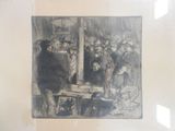 a picture of a drawing of a group of people in a room