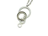 a silver necklace with a circular pendant on a chain