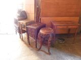 two chairs and a table in a room