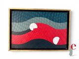 une photo d'une photo représentant une vague rouge et bleue