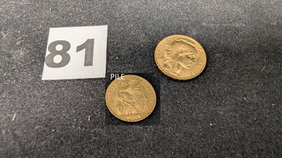 deux pièces d'or portant le chiffre 91