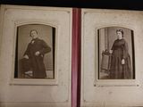 two old black and white photos of a man and a woman