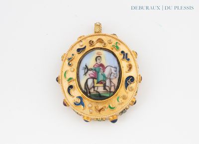 an image of a picture of jesus on a horse in a gold frame