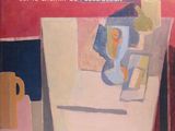 a painting of a table with a vase on it