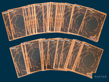 a set of six cards that are on a blue background