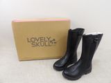 lovely skull black leather boots