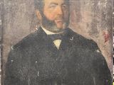 tableau représentant un homme barbu portant un nœud papillon