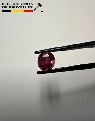 a close up of a pair of pliers holding a red diamond