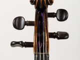 a close up of the back of a violin with the strings still attached