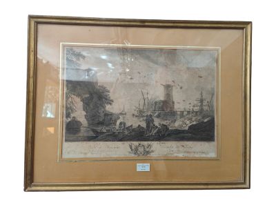 D'après J. VERNET "Le Calme" Gravure, époque XVIIIème 32x45.