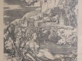 une image représentant un dessin d'une sirène et d'un homme dans l'eau
