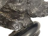 statue of a dog on a pedestal with a white background