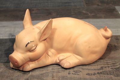 Tirelire cochon en terre cuite des années 80