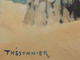 a painting of a man riding a horse on the beach