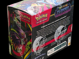 a box of pokemon trading cards on a black background