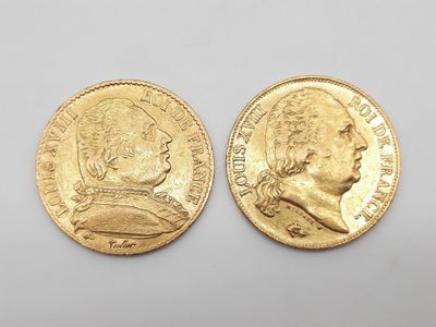 deux souverains d'or, dont l'un porte le portrait d'un homme et l'autre celui d'une femme