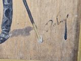 a painting of a man holding a baseball bat