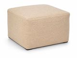 un pouf beige aux pieds noirs sur fond blanc