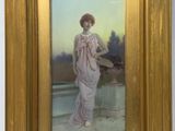 une image d'un tableau représentant une femme en robe blanche