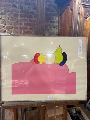 a picture of a painting on a easel in a room