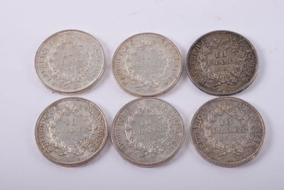 6 pièces de 10 FF en argent Poids : 149. - Photo 1