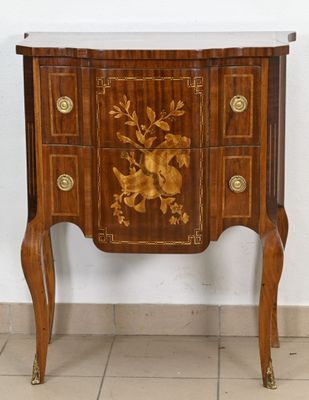 Petite commode en bois de placage et marqueterie, plateau bo… - Photo 1