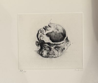dessin représentant un crâne avec une tête de crâne au milieu