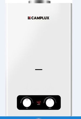 a white tank water heater with the words campluxx on it