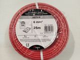 an image of a roll of red electrical wire on a white surface