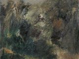 an image of a painting of a landscape with trees in the foreground