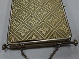 antique silver metal purse with chain and chain strap