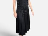 3d model of a woman in a black dress posing for a picture