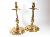 pair of antique brass candlesticks with candlestick holders