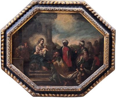 an image of a painting of a group of people on a stage