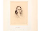 a black and white drawing of a woman with long hair