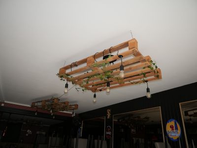 une jardinière suspendue au plafond dans une pièce