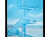 framed picture of a painting of a stairway leading to a beach