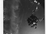 une vieille photo en noir et blanc représentant un cerf-volant volant dans le ciel