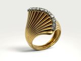 une bague en or avec des diamants sur fond blanc