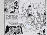 cartoon of a man riding a horse in front of a cartoon of a man on a horse