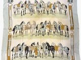 a lot of horses that are standing in a row together