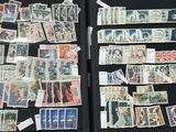 many different stamps on display in a black case