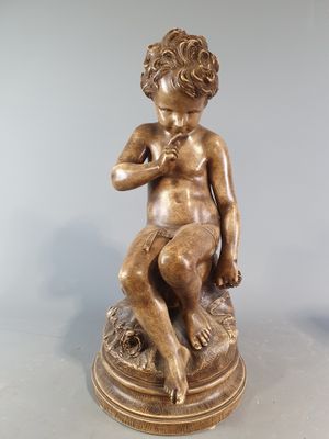 Grand sujet en terre cuite patinée d'après FALCONET figurant…