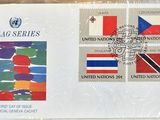 an image of a postcard with flags on it on a table