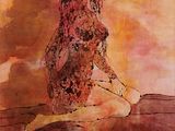 an image of a painting of a woman sitting on the ground