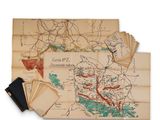 an old map with a bunch of cards on it