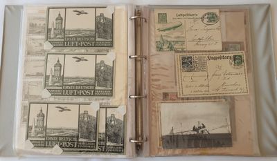 a picture of an open book with stamps on it