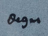 a black and white picture of the word buggy written on the sidewalk